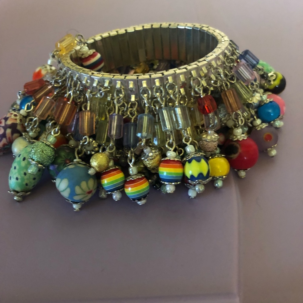 Massive numbers of  dangle beads vintage expansion bracelet Ethnic look Fun